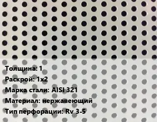 Лист перфорированный 1 1х2 Марка: AISI 321 нержавеющий Rv 3-5
